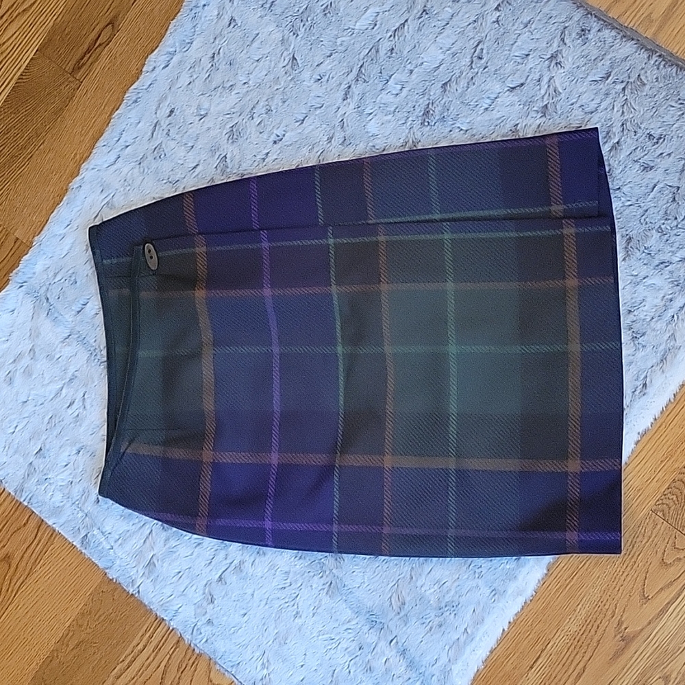 Talbots 100% Wool Green/Purple Plaid Skirt, Women's Size 6, Great Condit…